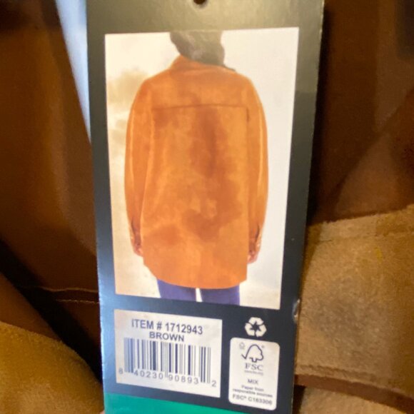 Well Worn Faux Suede Button Shacket Brown XL – NWT - Picture 5 of 8